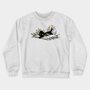 Cat Mom | Book Cat | Floral Book Crewneck Sweatshirt